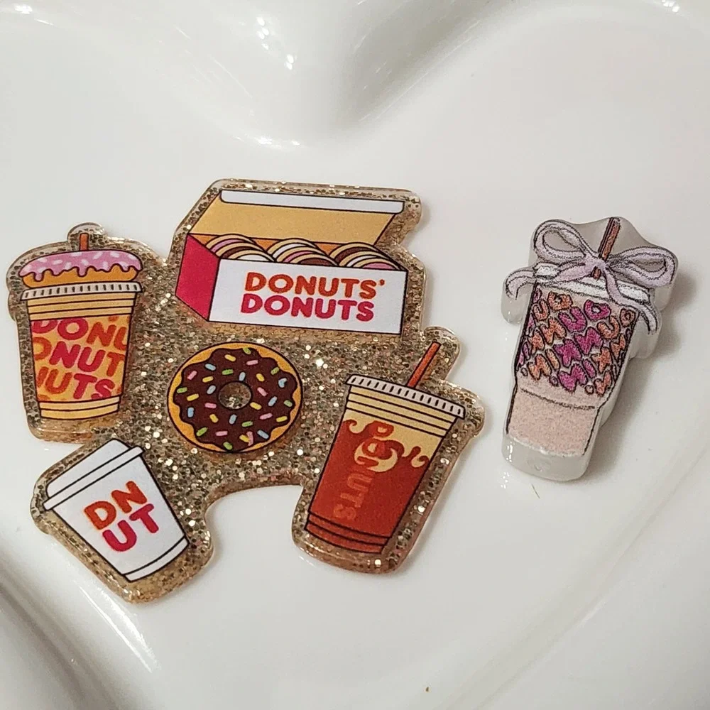 Coffee Donuts Flatback Focal Bead Badge Keychain Jewelry Making Crafts Flats